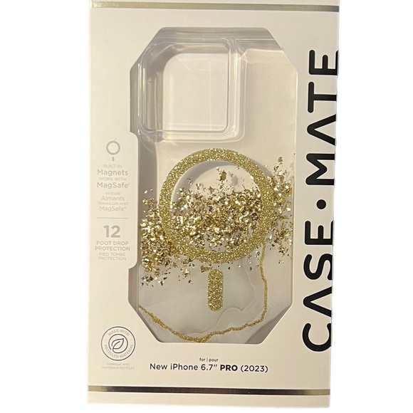 CASE-MATE Karat Gold Glitter Grey Marble Granite MagSafe iPhone 15 PRO MAX Case - Picture 13 of 16